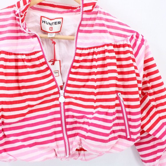 Hunter For Target Girls Striped Half-Zip Hooded Jacket Windbreaker S 6/6X NWT - Picture 2 of 10
